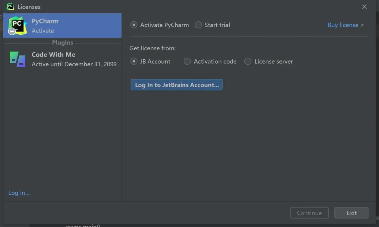 Pycharm 2022.1 弹出对话框,提示需要登录账户